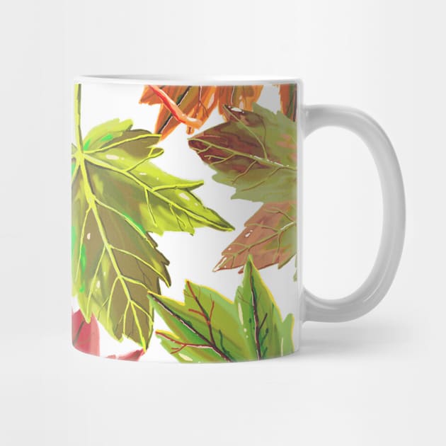 Cute Colorful Autumn Fall Green Orange Red Leaves Leaf Tropical Gift by Freid